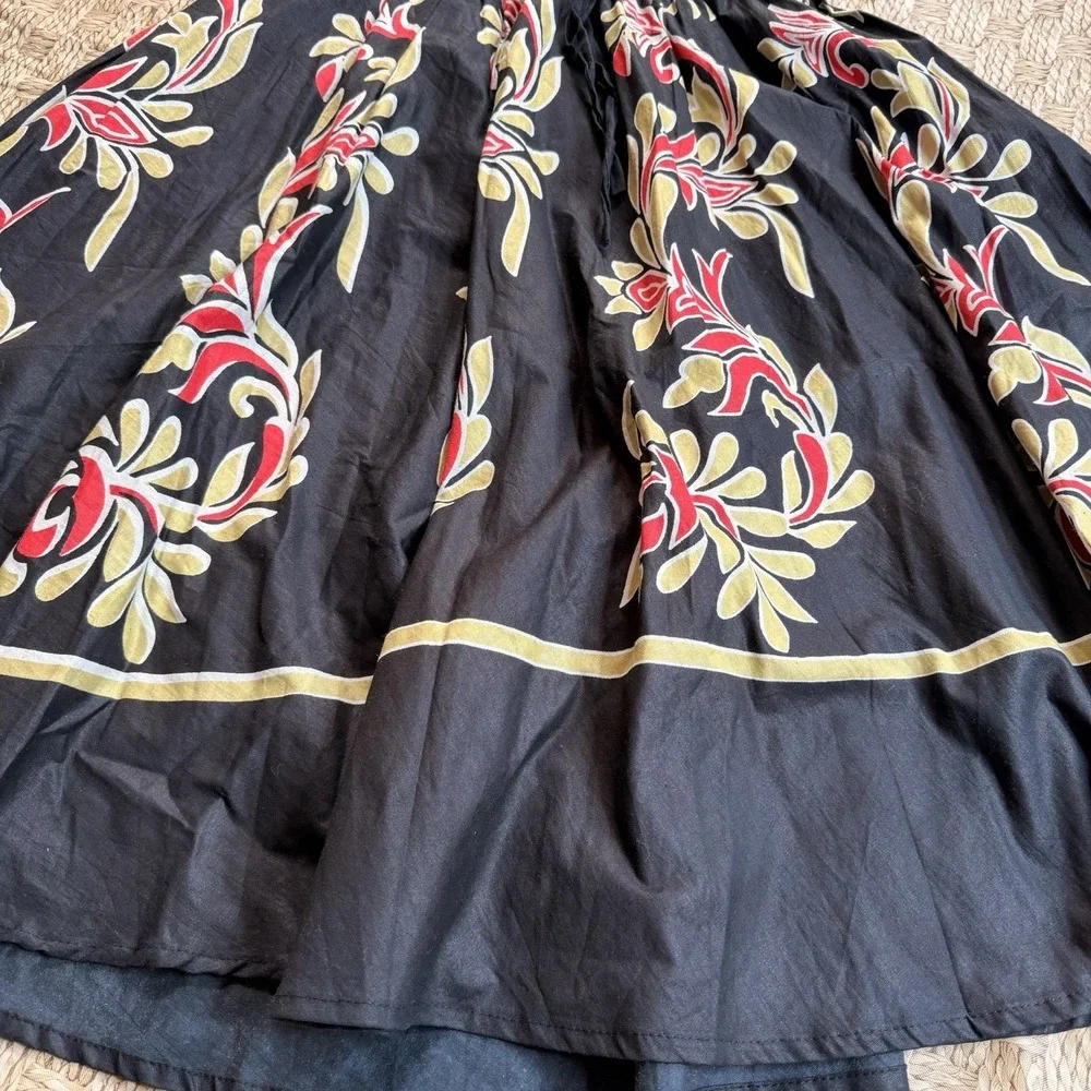 J‎ Gee  Maxi Skirt Lace Boho floral batik midi flare skirt elastic waist SZ-M